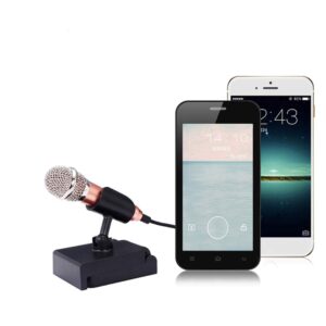 Mini 3.5mm Microphone Condenser Microphone,Portable Vocal Microphone, Mobile Phone Voice Recording,Singing, Recording and Chatting,Phone Karaoke Mic with Stand for iPhone Android Silver