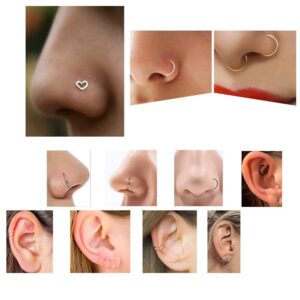 WASOLIE 16PCS 20G Black Nose Studs for Women L Shape Nose Screw Stainless Steel Hypoallergenic Nostril Piercing Jewelry Men Black Nose Piercing Rings with gems.