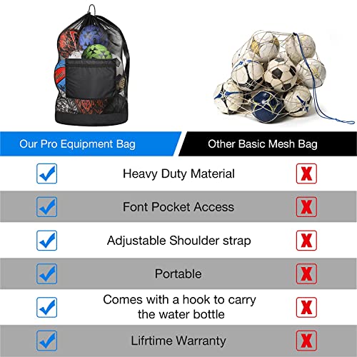 Extra Large Ball Bag, Mesh Soccer Ball Bag, Adjustable Shoulder and Portable Strap Design fit Coach,Adults and Kids, Best for Soccer Ball, Basketball, Volleyball, Baseball, Water Sports, Beach Cloth