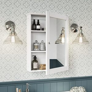 RiverRidge Ashland Wall-Mounted Medicine Cabinet Mirror with Adjustable Shelves - White Bathroom Mirror with Storage