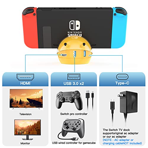 Switch Docking Station for Nintendo Switch/Switch OLED, Antank Switch Dock Replacement for Official Charging Dock,with 4K HDMI TV Adapter Portable 2 USB 3.0 Port,Nintendo Switch Docks Accessories