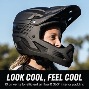 Mongoose Title Full Face Bike Helmet, Fits Head Circumferences of 55-56cm, Adult/Small, Matte Black