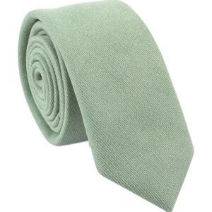 Men Skinny Sage Green Ties Cotton Timeless Narrow Width Best Wedding Neckties for Grooms