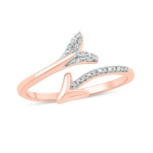 Cali Trove, 1/20cttw Diamond Arrow Ring for Women in 925 Sterling Silver, Women's Split Shank Diamond-Accented Arrow Ring with Round White Diamonds in Yellow Gold-Plated, Rose Gold-Plated or Sterling