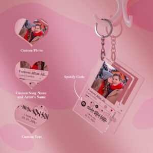 Custom Spotify Keychain Customized Acrylic Music Song Key Ring Personalized Photo Keychains Gifts for Lover - 1 Pack