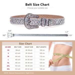 MINGSUN Rhinestone Belt for Men Women, Silver Western Bling Belt Shining Diamond Belt Cowgirl Cowboy Punk Y2K Studded Belt for Jeans Dresses Pants