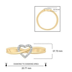 Cali Trove, Diamond Infinity with Heart Promise Ring for Women in 925 Sterling Silver, Women's Infinity Heart Promise Ring Accented with White Diamonds in Yellow Gold-Plated, Rose Gold-Plated or