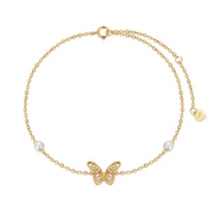 14k solid gold butterfly bracelets for women bracelets for her real gold chain bracelet