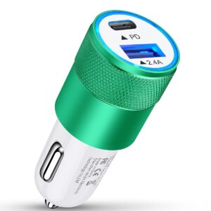 30W USB C Car Charger, Cell Phone Automobile Charger Rapid PD C Type Dual Port Cigarette Lighter Adapter Automotive Cig Slot Cargador Carro Ultra-Fast Charging for iPhone, iPad, Samsung, LG, Moto