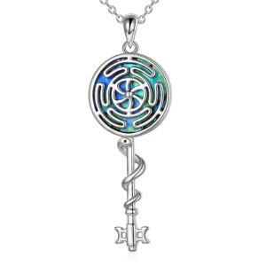 urone hecate necklace s925 silver wiccan wheel of hecate goddess symbol abalone shell hecate pendant necklace for women