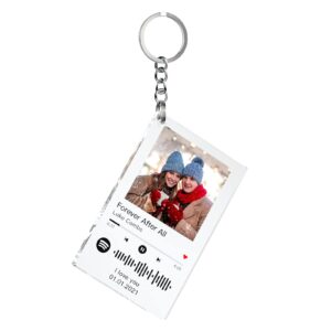 custom spotify keychain customized acrylic music song key ring personalized photo keychains gifts for lover - 1 pack