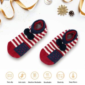 Century Star Women Slipper Socks Soft Cozy Animal Christmas Socks Anti-Slip Fuzzy Slipper Warm Winter Floor Socks 1 Pack Red Elk One Size