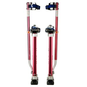 Drywall Stilts – 18-30-inch Aluminum Spring Loaded Stilts with A Locking Heel Strap for Construction, Painting, and Finishing by Pentagon Tools (Red)