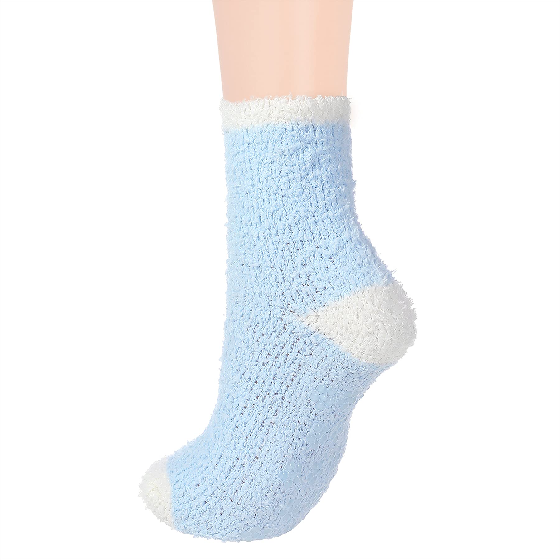 Zando Fuzzy Socks for Women Non Skid Grip Socks Warm Cozy Socks Non-Slip Yoga Socks with Grips Plush Slipper Socks Non Slip Hospital Socks Athletic Pilates Socks Sweet Home Socks 5/Blue Ripples