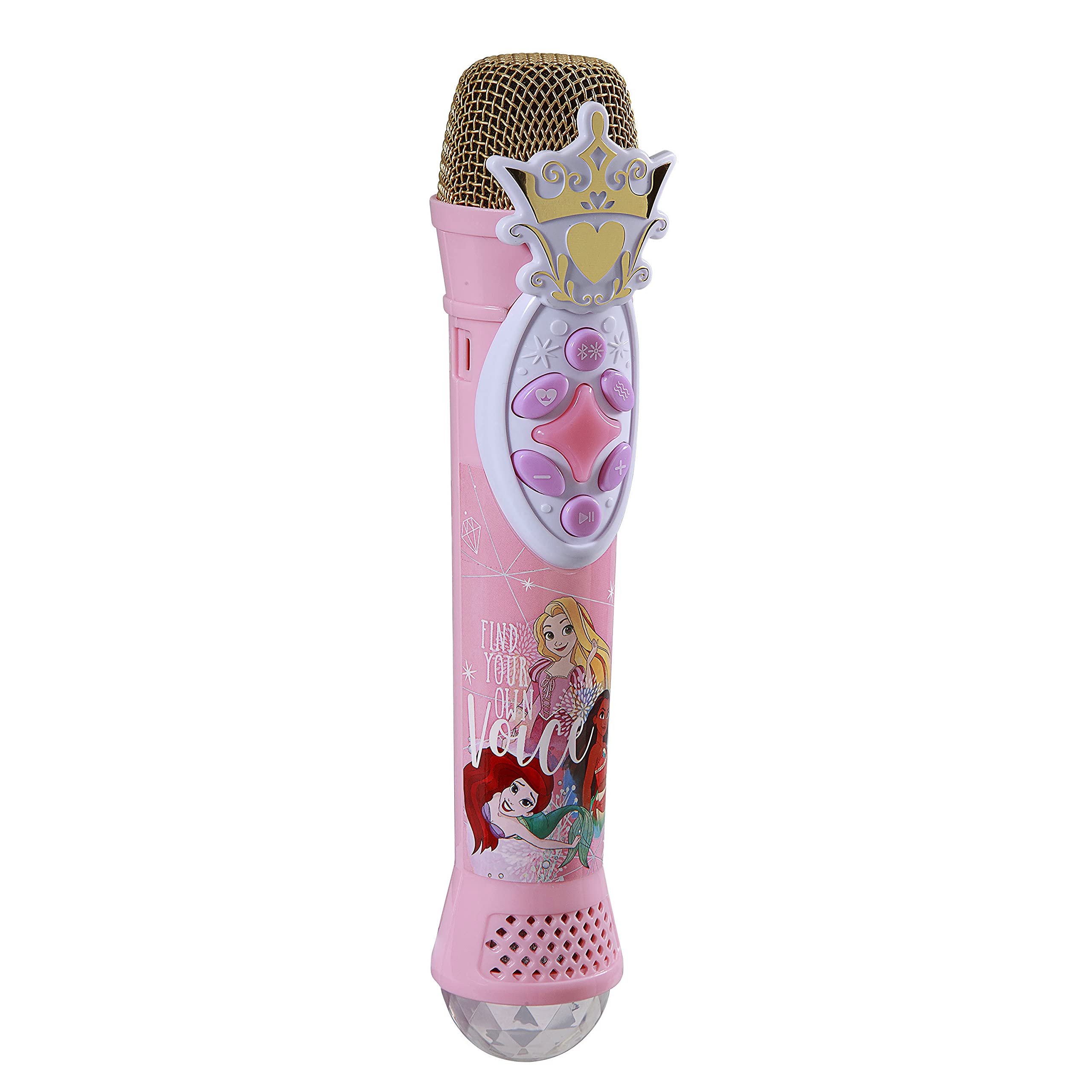 eKids Disney Princess Karaoke Microphone with Bluetooth Speaker, Wireless Microphone Connects to Disney Songs Via EZ Link Feature, for Fans of Disney Princess Toys