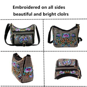 PHEVOS Hobo Crossbody Bag for women, Vintage Ethnic Tribal Embroidered Boho Hippie Tote Handbags Shoulder Purse