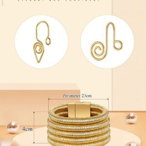 Hicarer 5 Pieces African Jewelry for Women, African Statement Choker Layered Collar Necklace Tribal Style Earrings Bracelet Faux Nose Rings Nose Cuffs Hoop African Jewelry for Ladies(Gold)