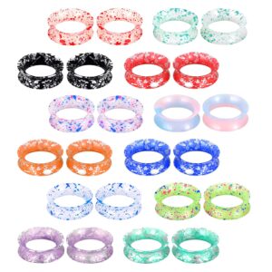 longbeauty 24pcs silicone ear gauges flexible flesh tunnels plugs ear piercing jewelry mixed color set 2g