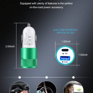 30W USB C Car Charger, Cell Phone Automobile Charger Rapid PD C Type Dual Port Cigarette Lighter Adapter Automotive Cig Slot Cargador Carro Ultra-Fast Charging for iPhone, iPad, Samsung, LG, Moto