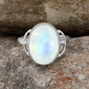 TISHAVI 7.91Cts Moonstone Ring Size 8 For Women, White Stone June Birthstone Jewelry Silver Women'S Day Gifts For Mom Wife Sister