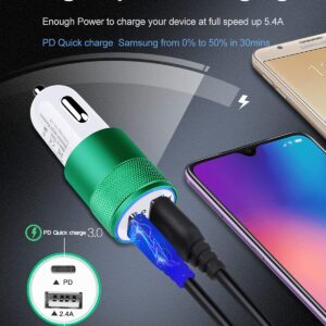 30W USB C Car Charger, Cell Phone Automobile Charger Rapid PD C Type Dual Port Cigarette Lighter Adapter Automotive Cig Slot Cargador Carro Ultra-Fast Charging for iPhone, iPad, Samsung, LG, Moto