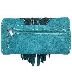 Zelris Western Concho Fringe Lace Two Toned Conceal Carry Hobo Tote Wallet Set (Turquoise)