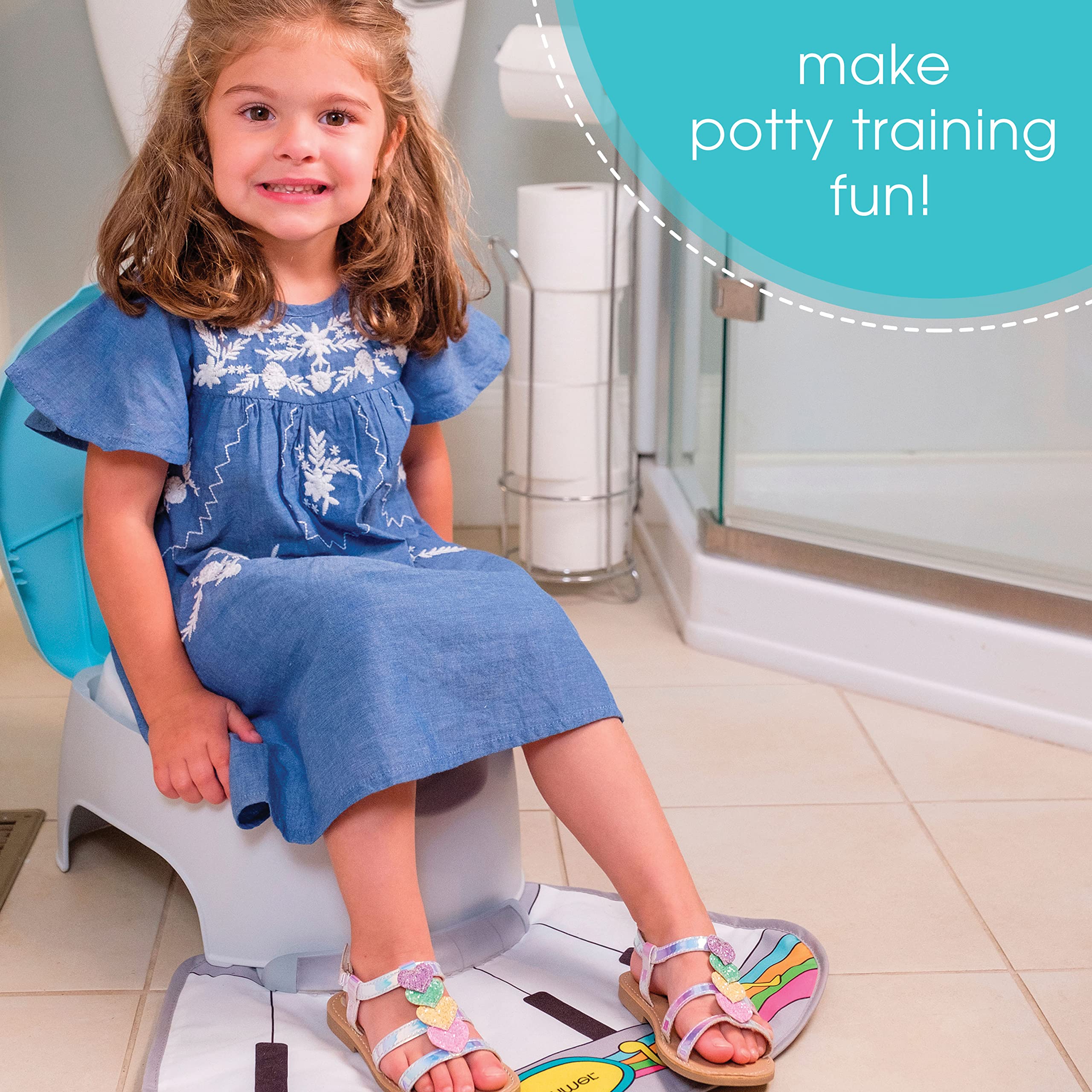 Summer Infant 3-in-1 Sit 'N Play Potty Training Toilet, Features Interactive Musical Foot Mat, Removable Pot and Splash Guard, Gray/Blue