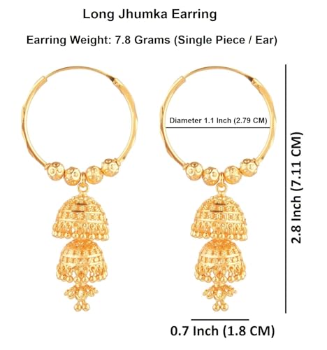 Efulgenz Indian Earrings for Women Indian Hoop Earrings Indian Jhumka Earrings Set Indian Jewelry Traditional Gold Tone Hoop Jhumka Jhumki Dangle Earrings Set for Women