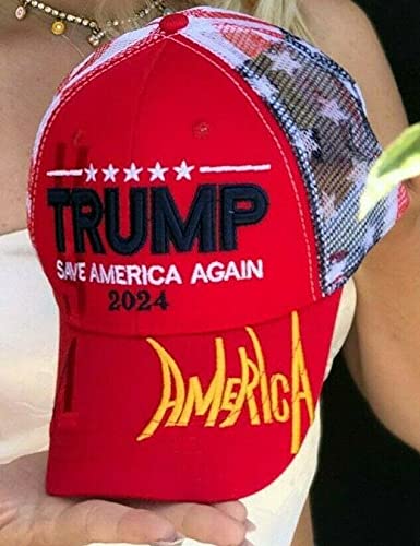 Made in USA Donald Trump Hat 2024 Save America Again Hat MAGA USA Embroidered Trump 2024 Hat Mesh Adjustable Baseball Cap (Save America Again)