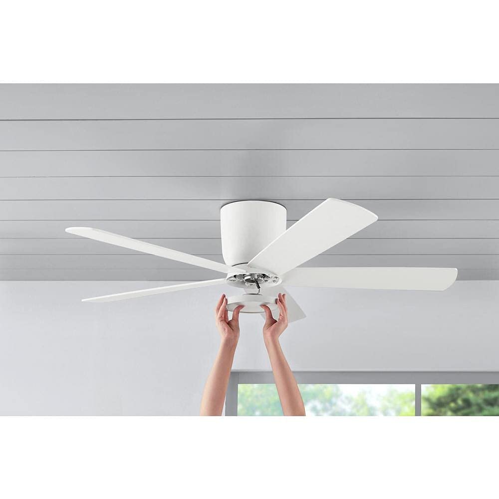 Home Decorators Collection Britton 52 in. Integrated LED Indoor Matte White Ceiling Fan with Light Kit and Remote Control, SW19110 MWH