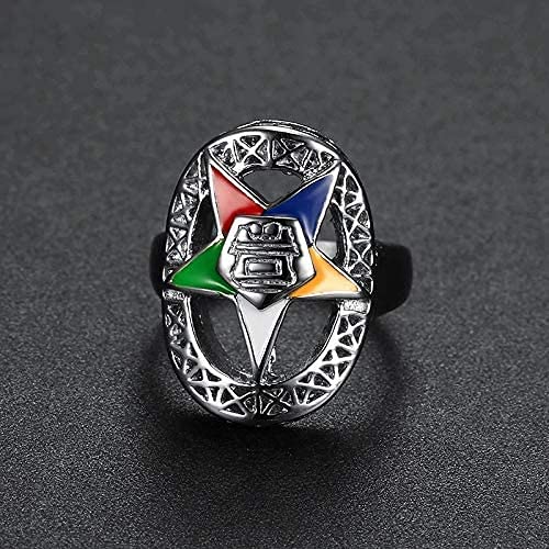 THANHHONG Nattaphol Silver Order of The Eastern Star Rings for Women Ladies Party Band Ring Masonic Jewelry for Women OES Rings (8)