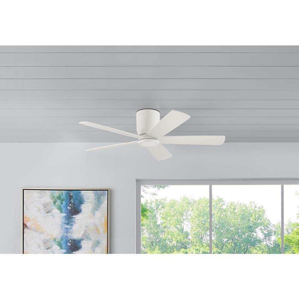 Home Decorators Collection Britton 52 in. Integrated LED Indoor Matte White Ceiling Fan with Light Kit and Remote Control, SW19110 MWH