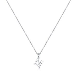 Turandoss S925 Sterling Silver Initial Necklace for Women Women, Dainty Hypoallergenic Initial Neckalce Letetr Alphabet S925 Sterling Silver Necklace for WomenM