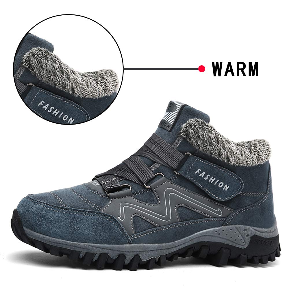 VARSKARC Man's Winter Thermal Velvet Velcro Buckle Trendy Joker Hiking Sneakers