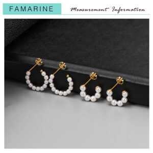 Small Pearl Hoop Earrings for Women 2 Pairs, Lightweight Pearl Hoops Jewelry