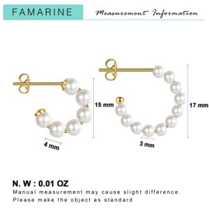 Small Pearl Hoop Earrings for Women 2 Pairs, Lightweight Pearl Hoops Jewelry