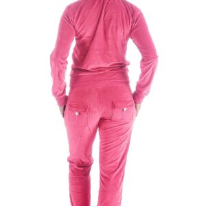 Velour Sweatsuits for Women 2 Piece Zip Up Hoodies Tracksuits Solid Comfy Lounge Wear Causal Sportwear Joggers Outfits Pink Large