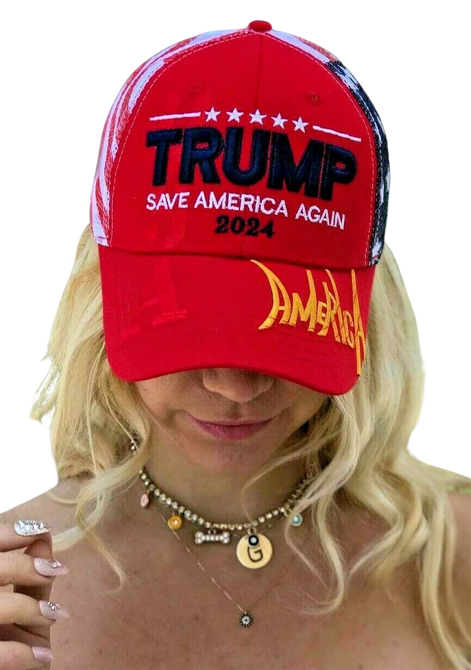 Made in USA Donald Trump Hat 2024 Save America Again Hat MAGA USA Embroidered Trump 2024 Hat Mesh Adjustable Baseball Cap (Save America Again)