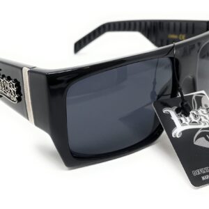 LOCS Hardcore Shades LOCS 91010 Black Sunglasses | Gangster Square FLAT TOP Cholo OG Lowrider Shades Adult