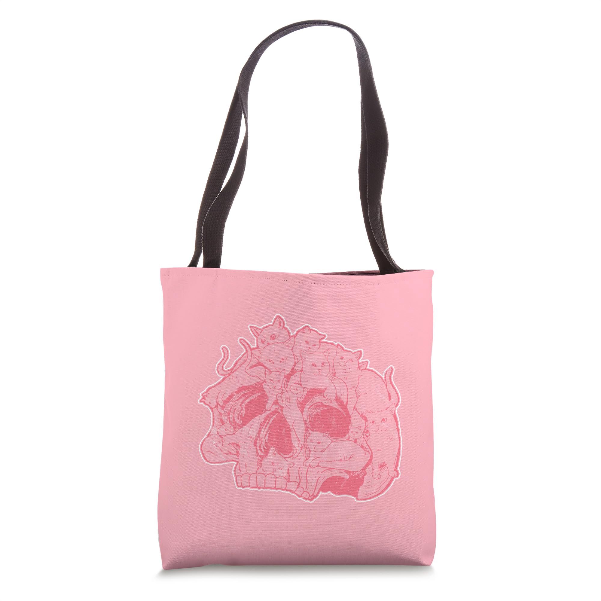 Creepy Cute Cat Skull Design. Nu Goth Cats Doodle Art Pastel Tote Bag