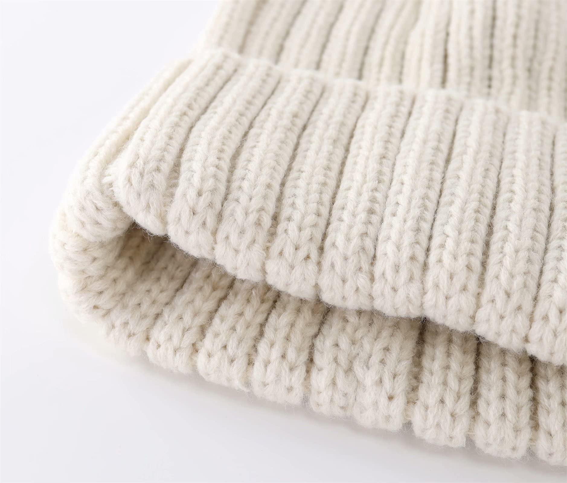 Connectyle Daily Ribbed Knit Winter Hat Slouch Fold Beanie for Women Stylish Plain Watch Cap Beige