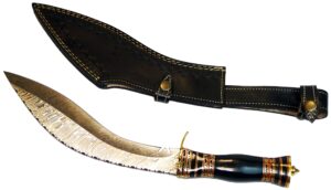 lexxon kukri khukuri handmade damascus steel hunting ghurka knife with real leather sheath