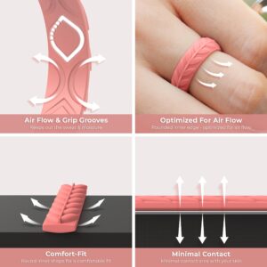 ThunderFit Silicone Wedding Bands for Women - Breathable Leaf Design 5.2mm Wide 2mm Thick - 1/4/7 Variety Multipack (Pack F - Size 6.5-7 (17.3mm))