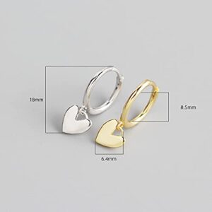 Tiny 14K Gold Plated 925 Sterling Silver Small Huggie Earrings with Heart Dangle Earrings Hoop Earrings for Women