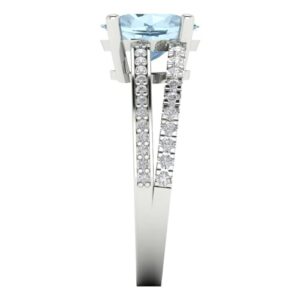 Clara Pucci 2.32 Carat oval cut blue simulated diamond 14k white gold engraving bridal engagement wedding ring size 7