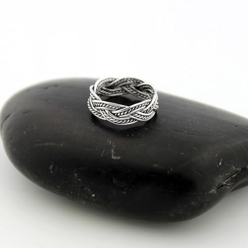 Silversmith925 Sterling Silver 925 Celtic Knot Ring, Band, Modern, Unisex, Size 9, Oxidized Finish