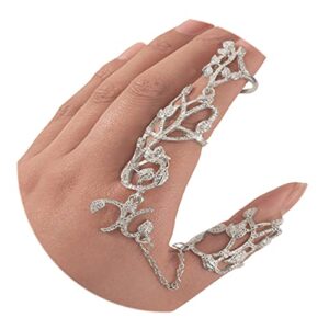 sttiafay crystal chain rings gothic hollow carved full finger ring silver index rings jewelry for women