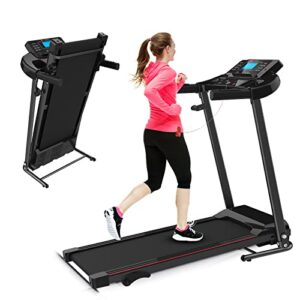 treadmills for home, 2.5hp portable foldable treadmill with 15 pre set programs and led display panel black