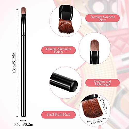 Patelai 48 Pcs Flat Makeup Brushes Flat Lip Concealer Brushes Small Portable Eyebrow Brush Concealer Makeup Brush Synthetic Lip Brush Beauty Makeup Tool for Concealing Blending Setting Buffing(Black)