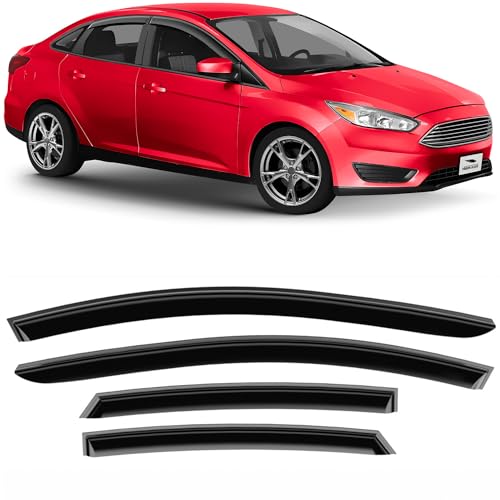 Voron Glass Tape-on Extra Durable Rain Guards for Ford Focus 2012-2018, Window Deflectors, Vent Window Visors, 4 Pieces - 120188